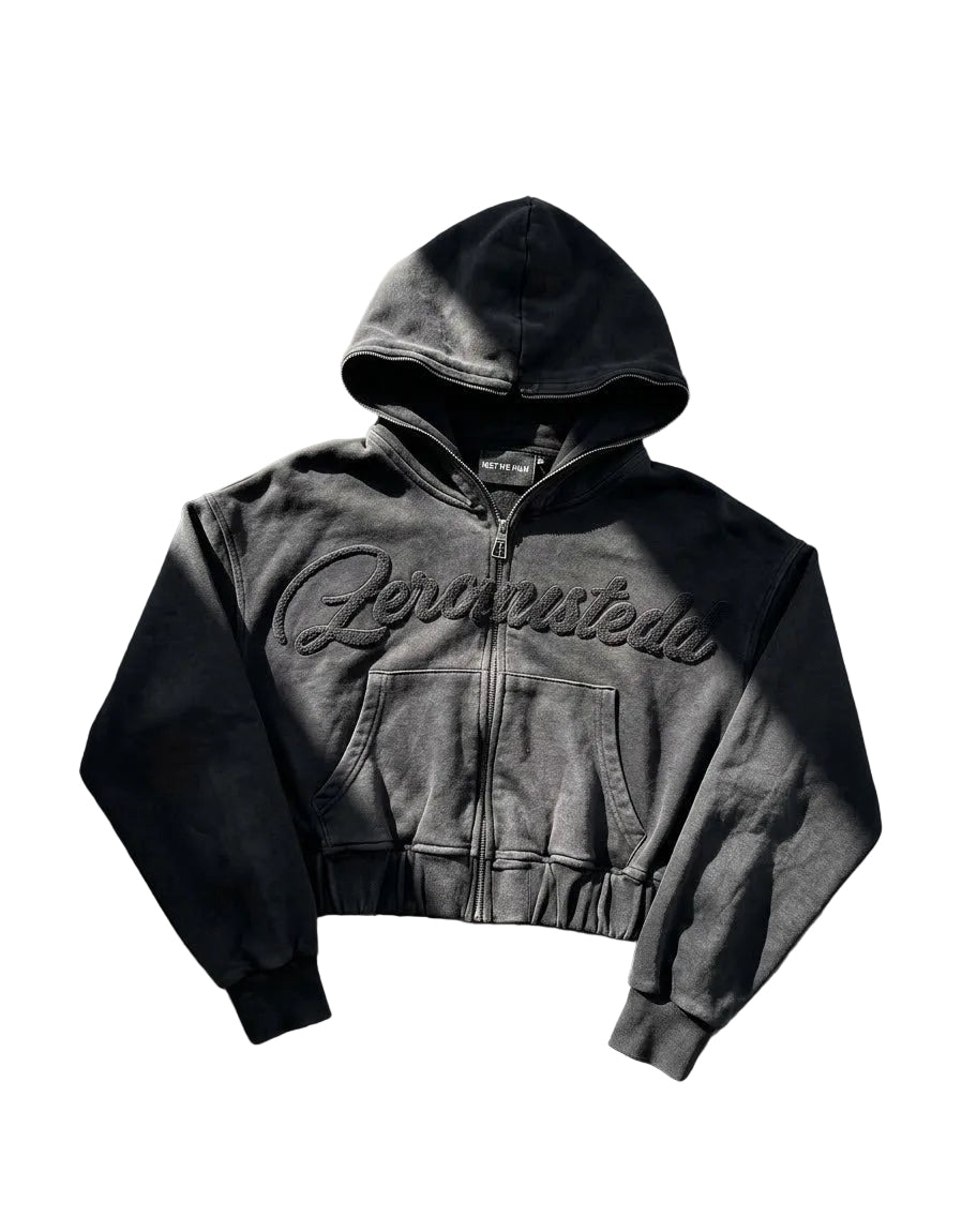 VINTAGE CROP - Zip-Up Hoodie