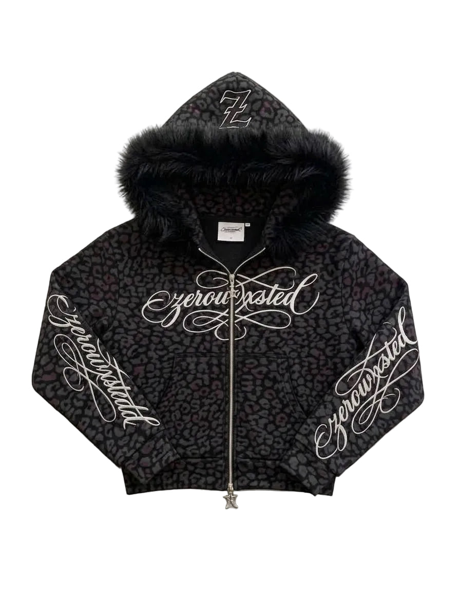 LEOPARD SCRIPT FURS - Zip Hoodie